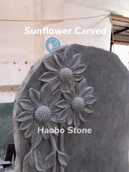 G633 Piedra sepulcral en forma de hoja de granito Piedra tallada en flor