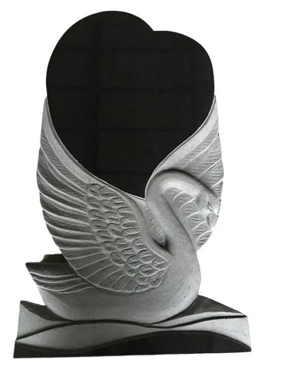 Cementerio Uso Granito negro Cisne Corazón Diseños de lápidas Lápida conmemorativa M100